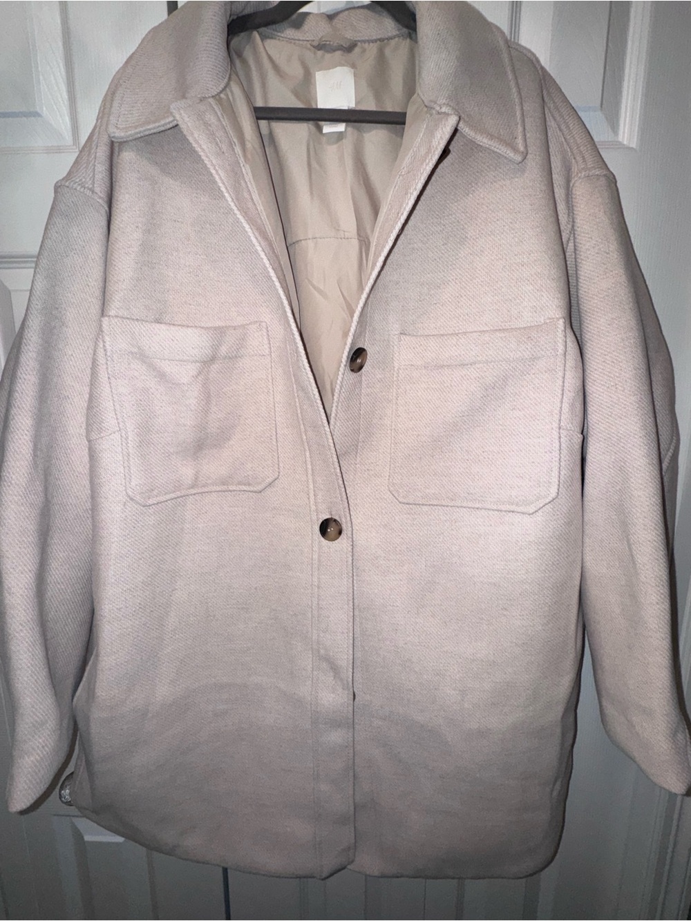 H&M Oversized Light Beige Utility Shacket Jacket